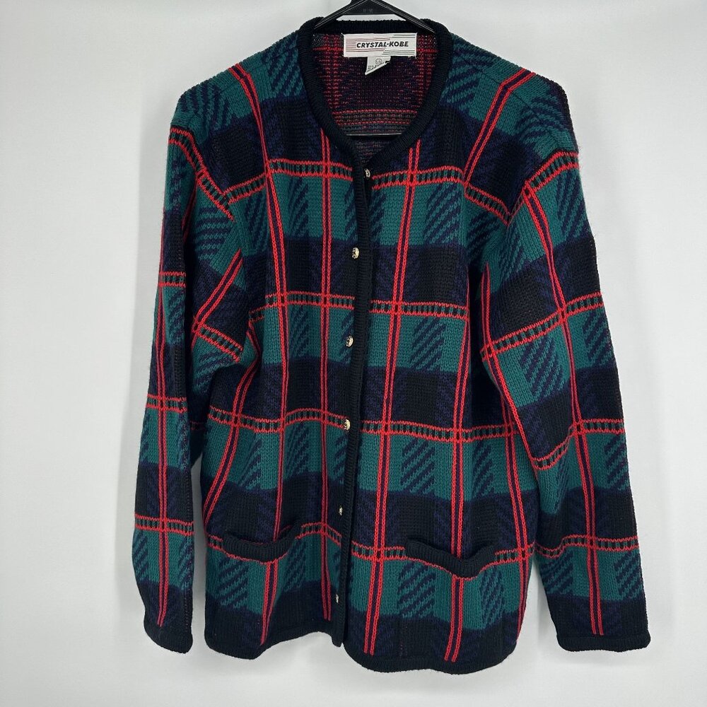 Crystal-Kobe Cardigan Sweater Women's Button up Long Sleeve Size Large Vintage 9